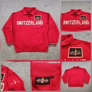 Alpine Club Switzerland Pullover Mens Large 1/4 Zip Patch Embroidered Sweatshirt